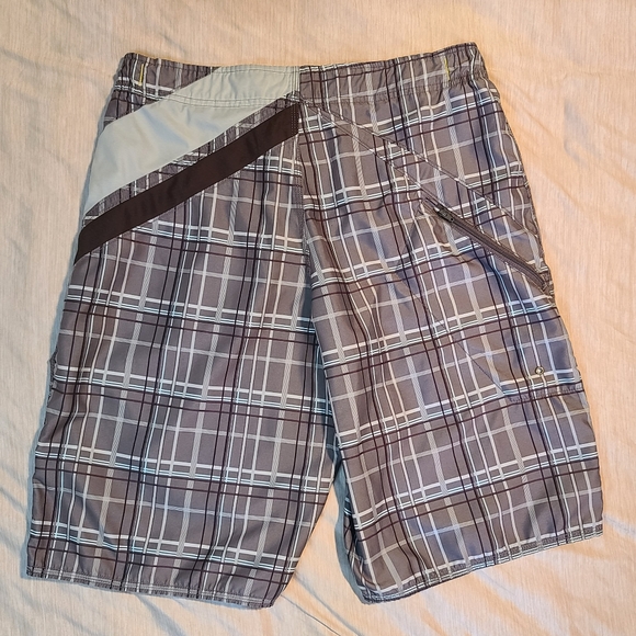 Nike Swim Volley Board Shorts Light Brown/ Tan Plaid Size Medium - Picture 2 of 11